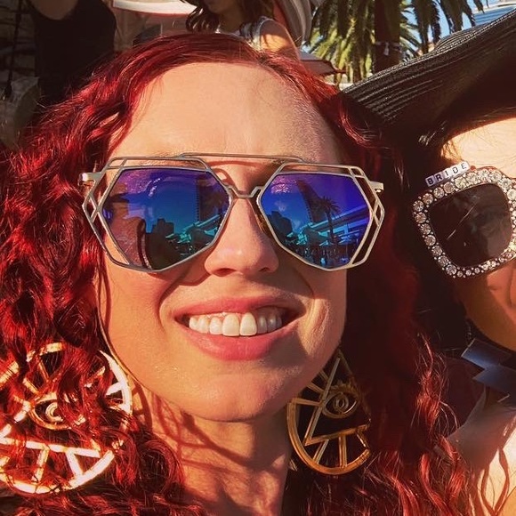 Evil eye earrings jewelry festival rave fringe edc - Picture 3 of 8